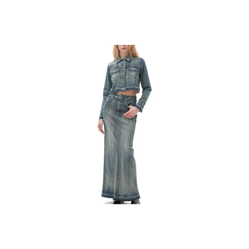 GANNI Denim Long Skirts Women's Dyed Washable-1
