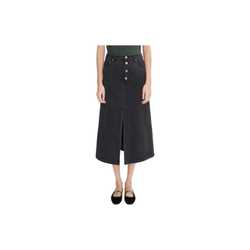 A.P.C FW24 Denim Long Skirt Women's Black-1
