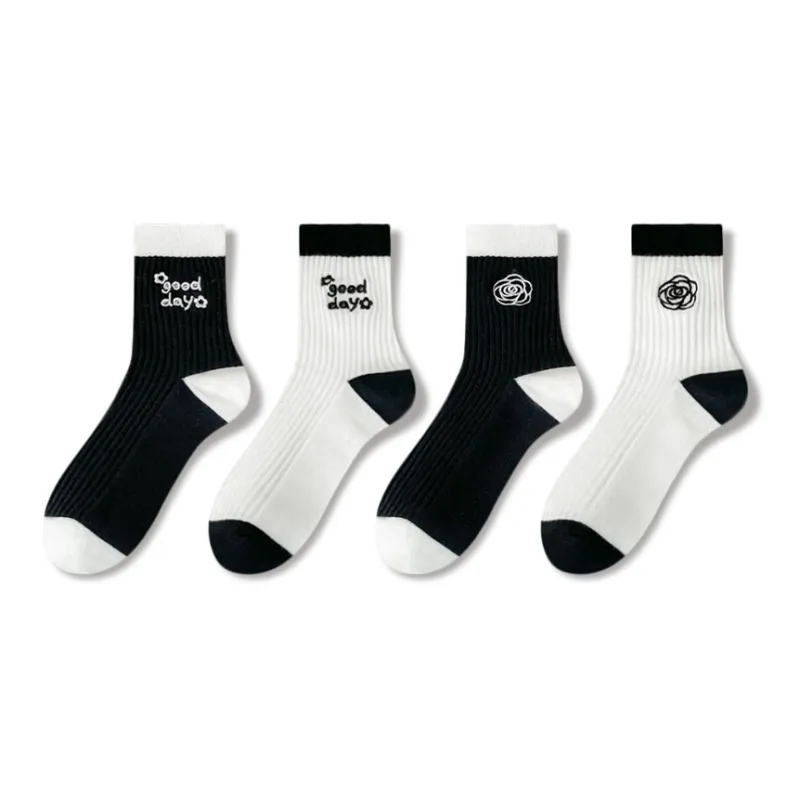 JIAZINI Mid Calf Socks Women's 4 Pack-24