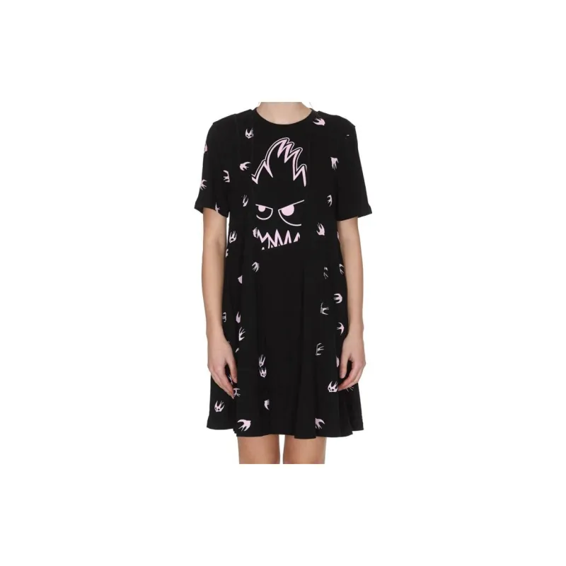 Alexander McQueen Short Sleeved Dresses Women's Black-1