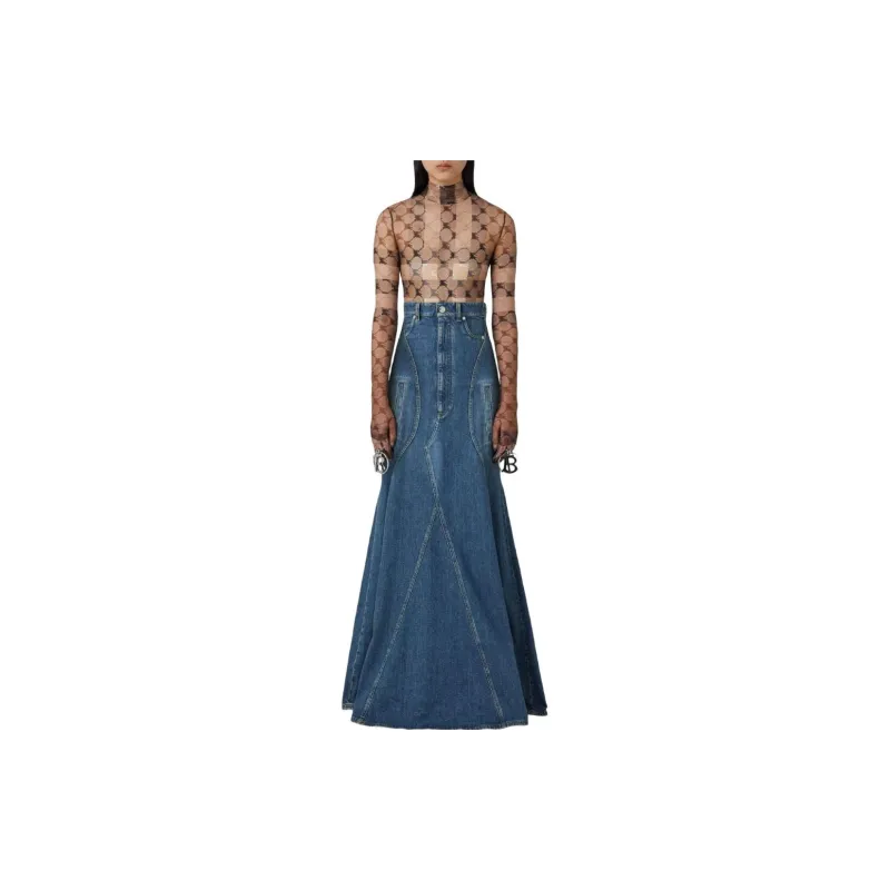 Burberry Denim Long Skirts Women's Blue-1