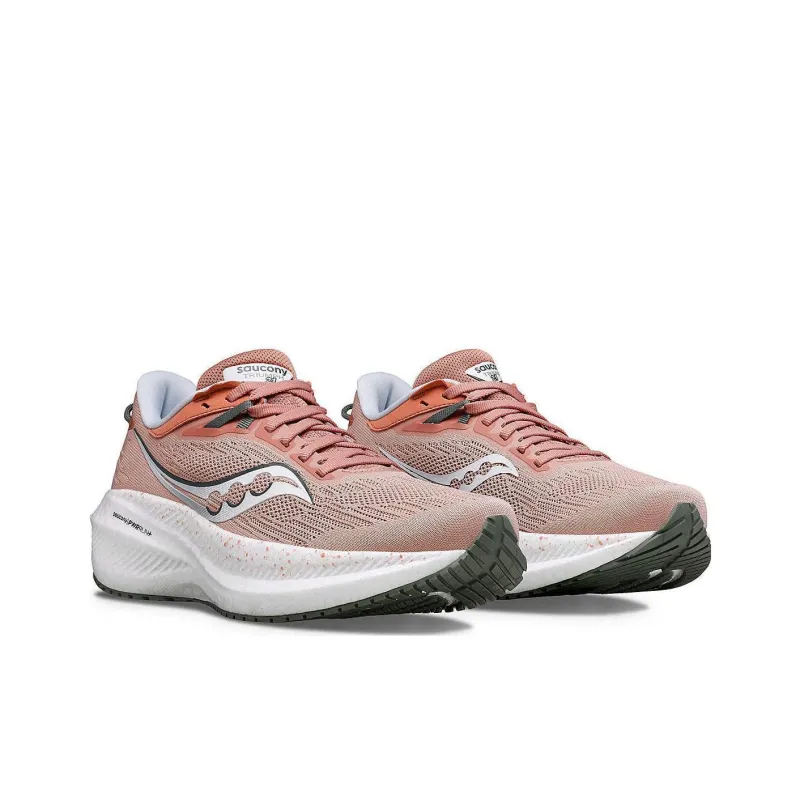 Saucony Triumph 21 Abrasion Resistant Breathable Low Top Running Shoes Women's Pink White-2