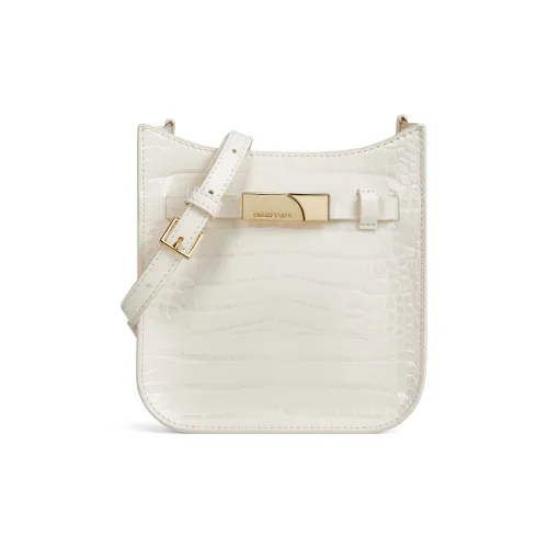 CHARLES&KEITH PU Shoulder Bag Small Size Women's Navy Blue Navy/Milk White Cream