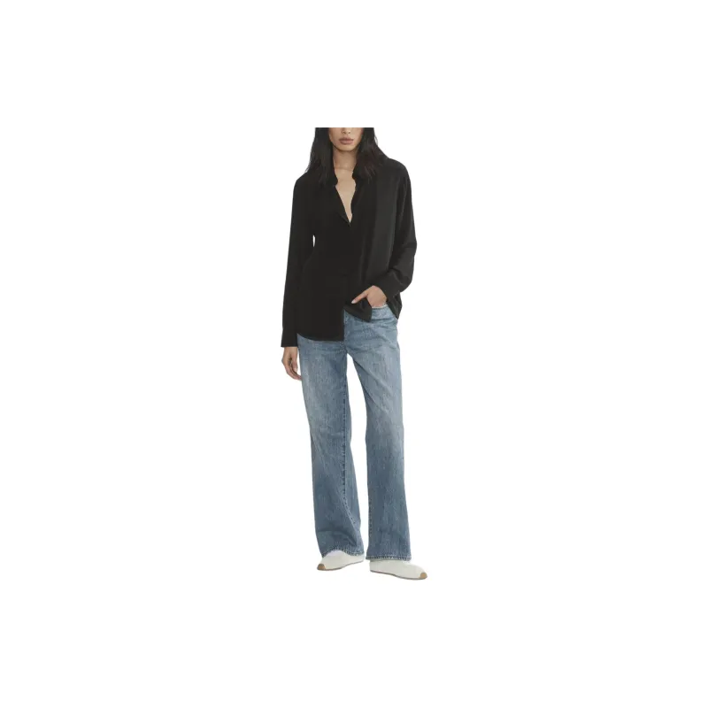 ARITZIA FW24 Wilfred Esme Silk Shirt Shirt Women's Sandwashed Black-2