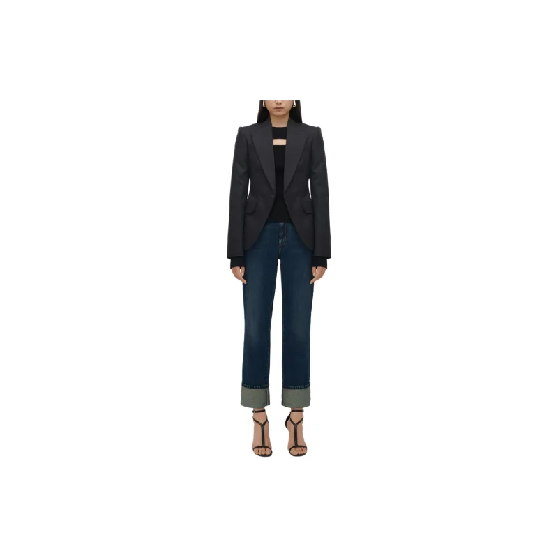 Alexander McQueen Pinstriped Single Breasted Blazer-2