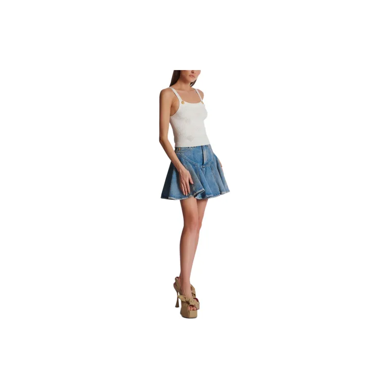 BALMAIN Vichy gingham Knit Tank Top-3