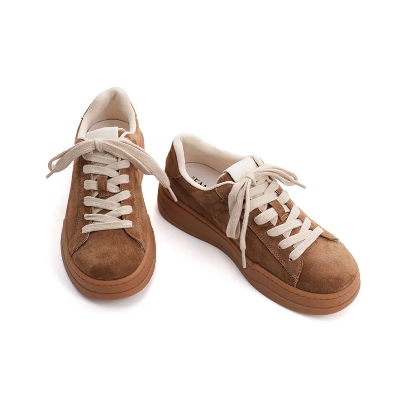 XIAOFAMIAO Cushioned Wear Resistant Height Increasing Low Top Skateboard Shoes Women's Khaki-2