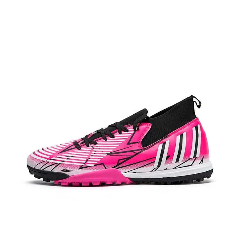 Kuding Soccer Shoes Unisex Mid Top Blue Peach Red/All Black/White Moon/Black Rose Red-15