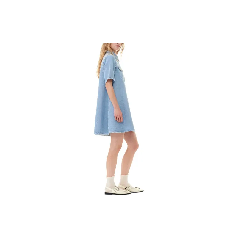 GANNI Short sleeve Denim Dress-3