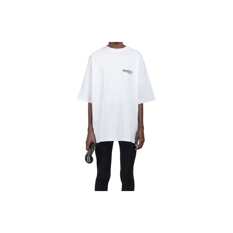 Balenciaga Political Campaign Drop Shoulder Sleeve T Shirt Women's White Regular Fit-2
