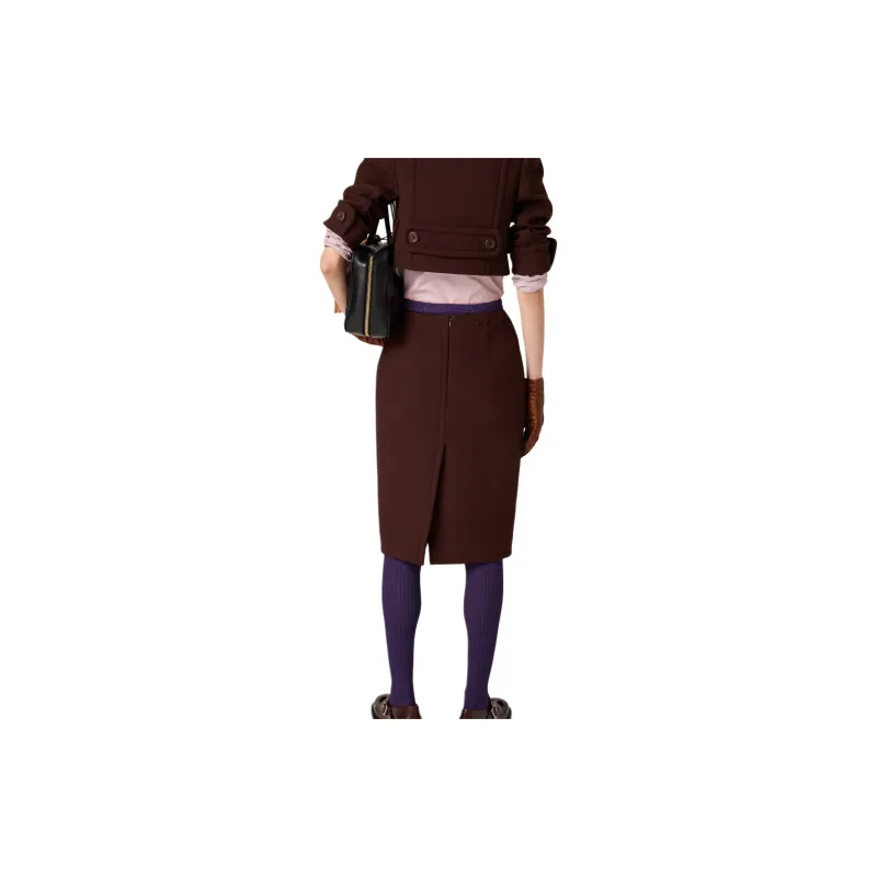 MIU MIU Casual Long Skirt Women's Cocoa Brown-2