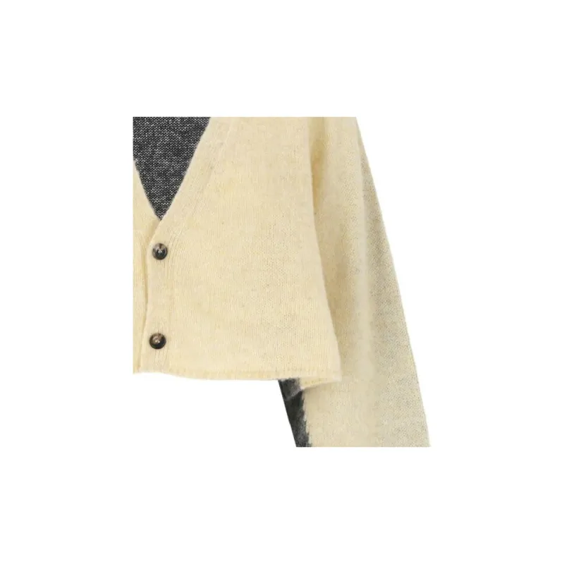 LOEWE Cropped Cardigan 'Yellow/Grey'-3