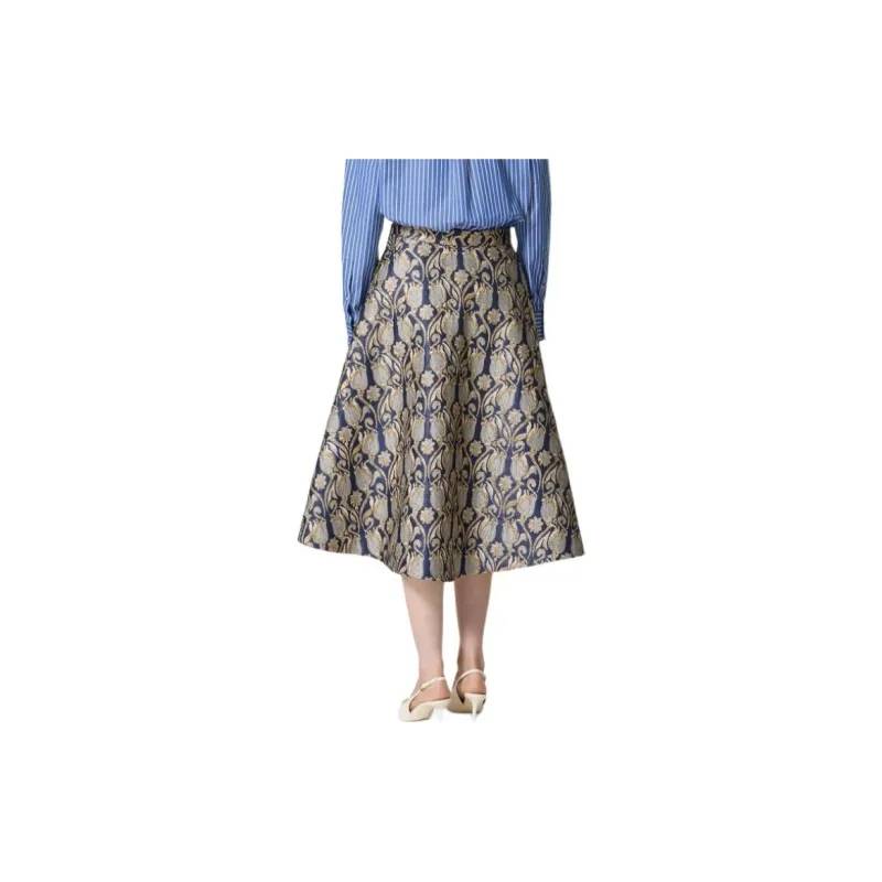 Valentino Brocade A-line Midi Skirt-2