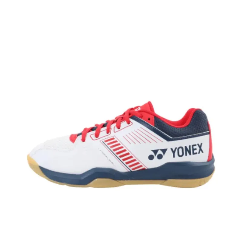 YONEX Power Cushion Shock Absorbers With Slip Resistant Features Low Top Badminton Shoes Unisex White Red-0