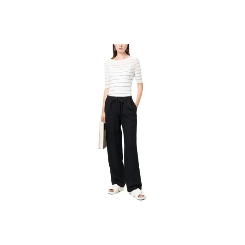 VINCE Boat neck Striped Knitted Top-2