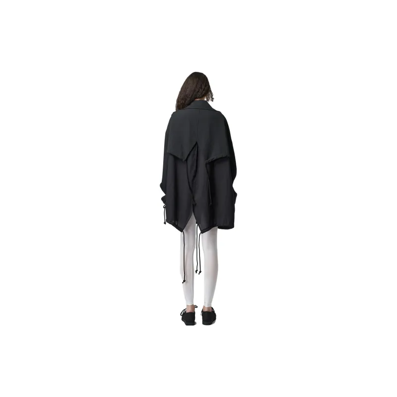 Yohji Yamamoto Panelled Drawstring Cape-3