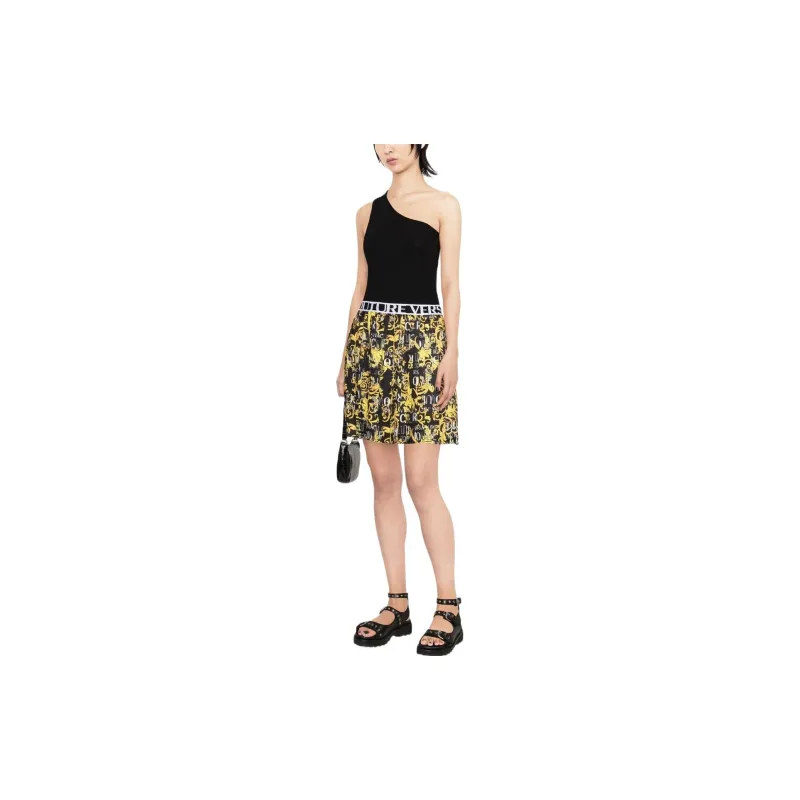 VERSACE JEANS COUTURE Logo Print Pleated Skirt-1