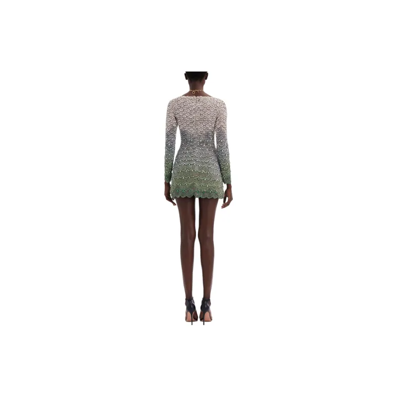 Oscar De La Renta Crystal Embroidered Cocktail Dress-2