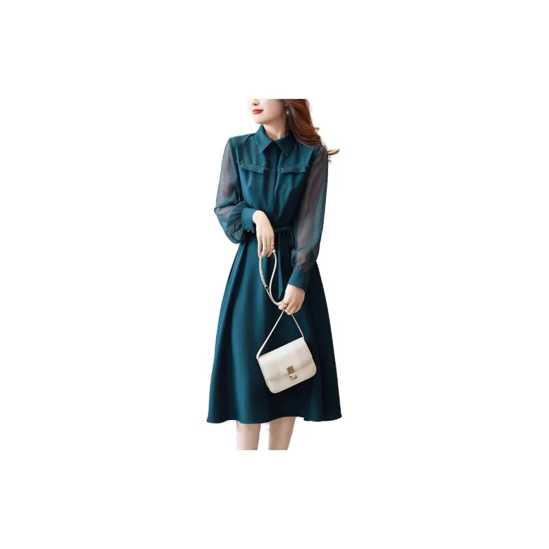 Dme Long Sleeved Dresses Women's Diamond Blue-1