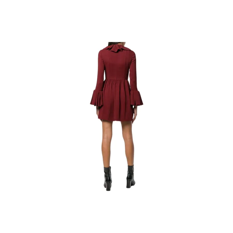 Valentino SS22 Long Sleeved Dress Women's Red-2