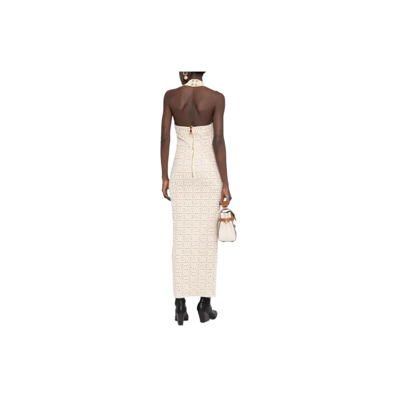 BALMAIN Logo jacquard Halterneck Dress-2