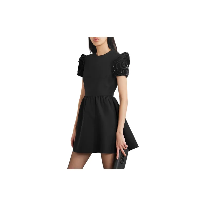Valentino Short Sleeved Dresses Women's Black-2
