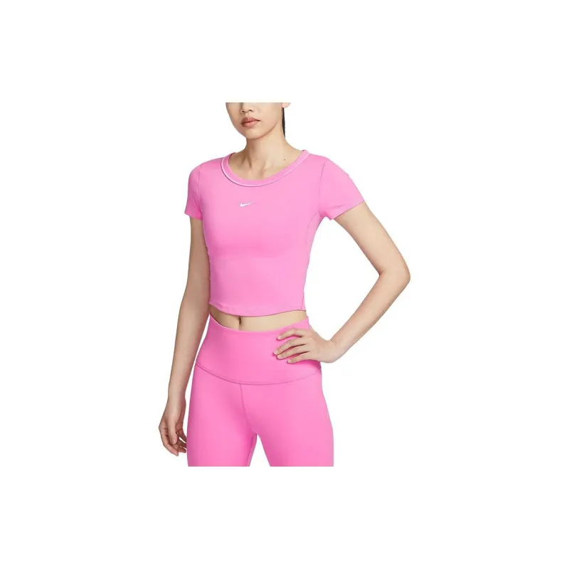 Nike Dri-Fit One Fitted Dri-FIT Crop Tops Women's Playful Pink-3