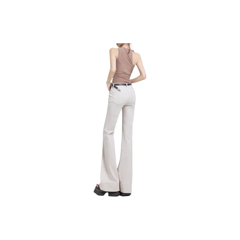 ZNZX Jeans Women's Beige Apricot-3