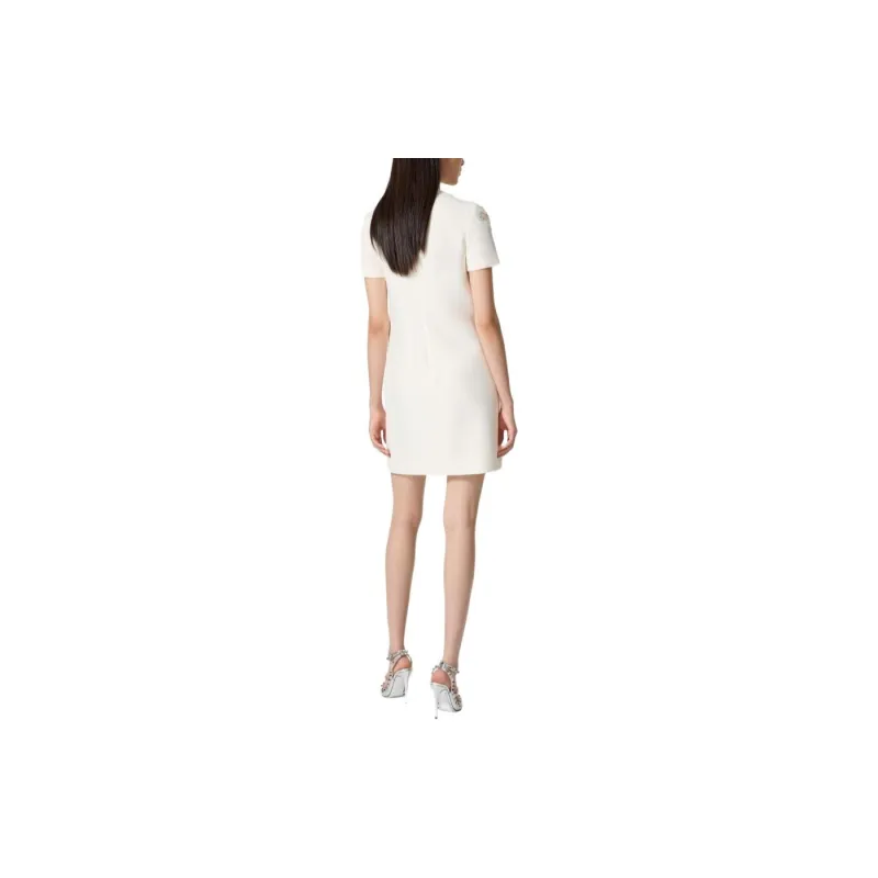 Valentino SS24 Embroidered Crepe Couture Short Dress Short Sleeved Dress Women's Ivory-2