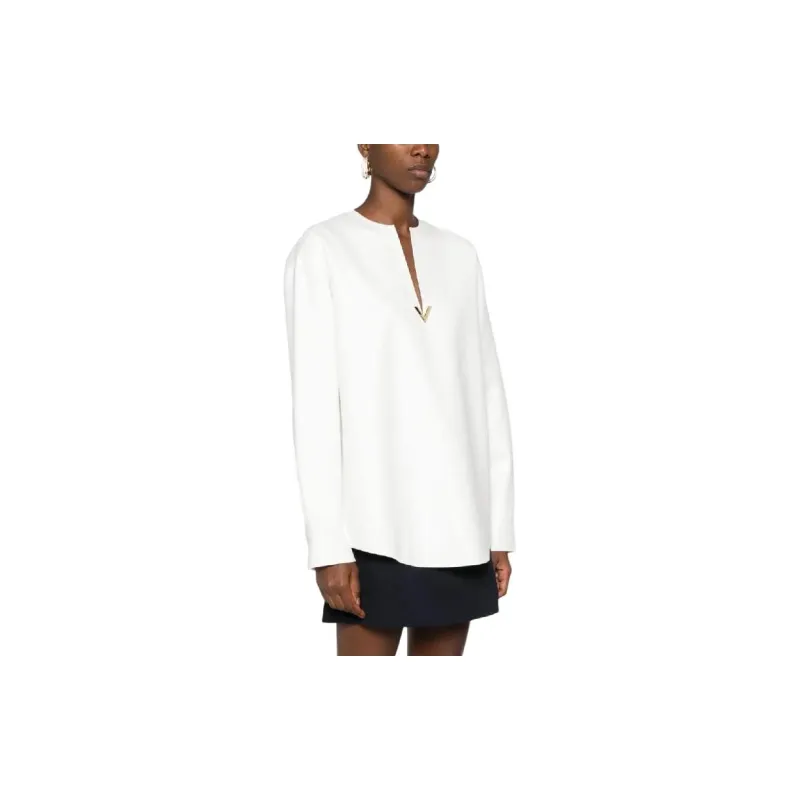 Valentino Logo Plaque V Neck Top-3
