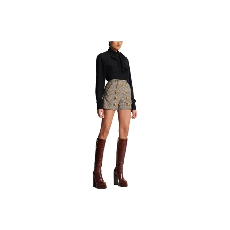 BALMAIN High Waist Button Embellished Shorts-1