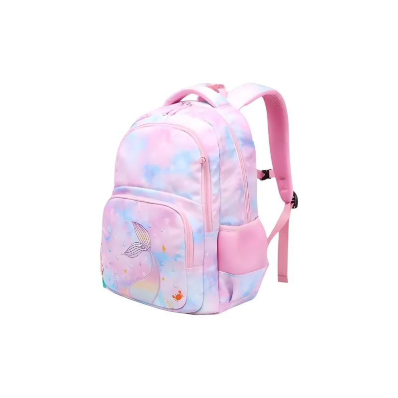 RUIPAI Polyester Backpack Regular Unisex Pink Mermaid/Blue Dinosaur-2