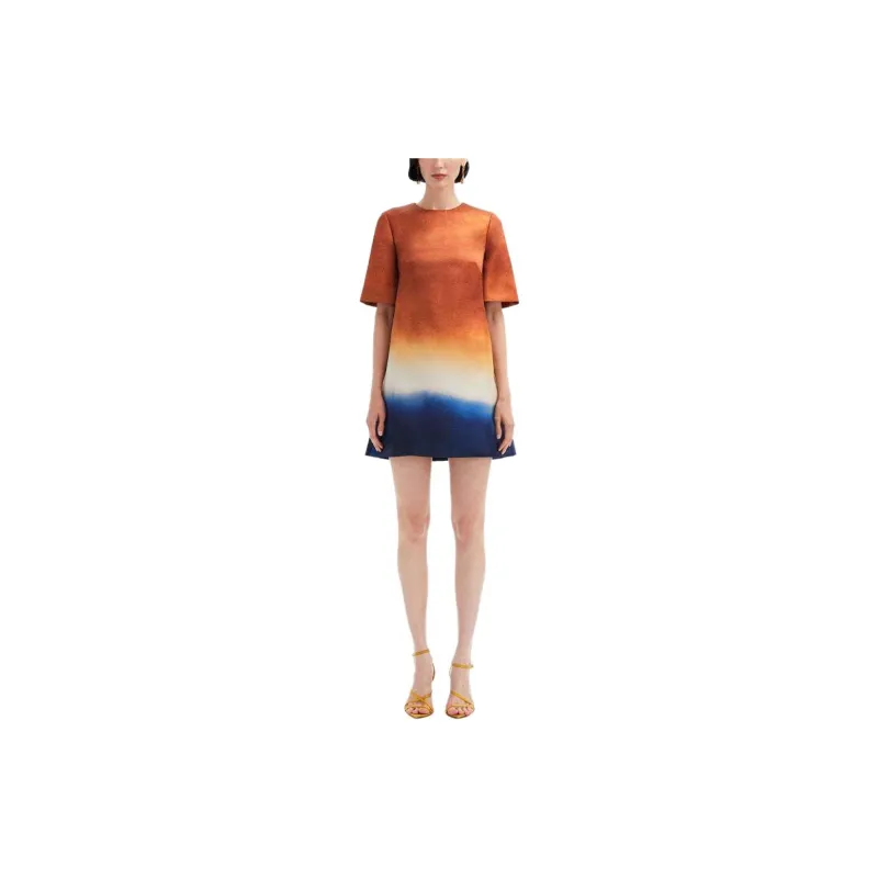 OSCAR DE LA RENTA Abstract Ombré-print Shift Minidress-1