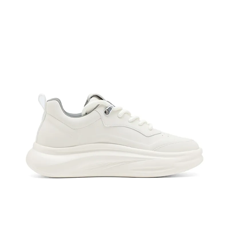 JOSINY Small White Shoes Lightweight Cushioning Rebound Low Top Casual Shoes Men's Ecru-2