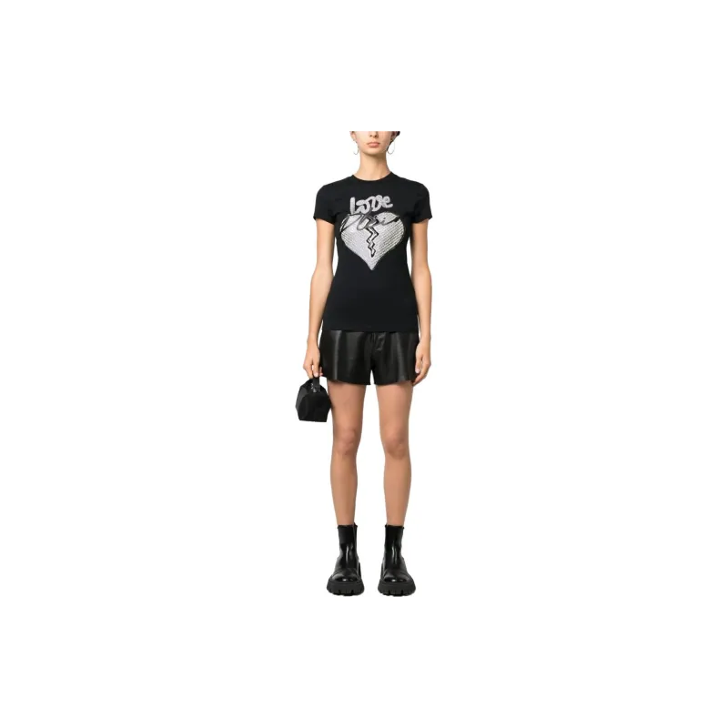 PHILIPP PLEIN Heart motif Rhinestone embellished T shirt-1