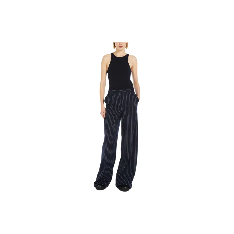 MaxMara Benito Collection Cotton Cashmere And Silk Palazzo Trousers Casual Pants Women's Dark Blue-1