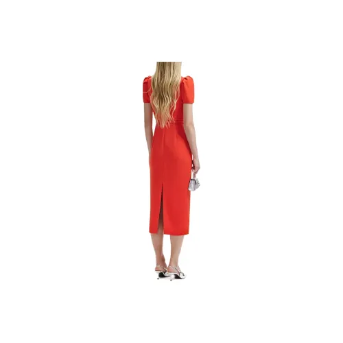 Self portrait Short Sleeved Dresses Women's Bright Orange