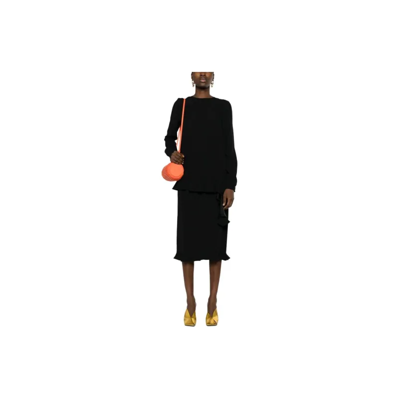 MARNI Pleated Crepe Midi Skirt-1