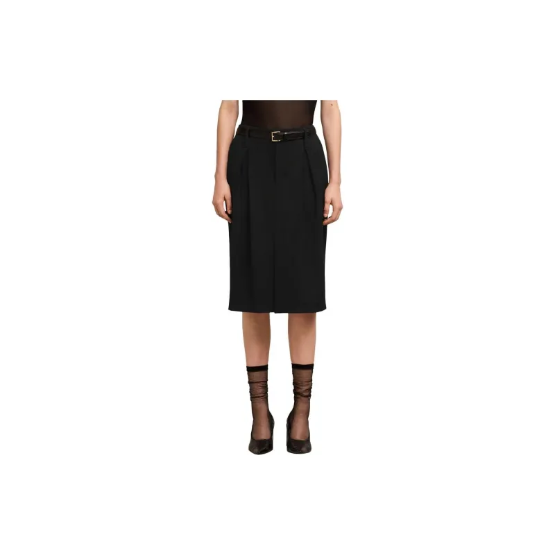 AMIPARIS Paris Pleated Detail Midi Pencil Skirt-1