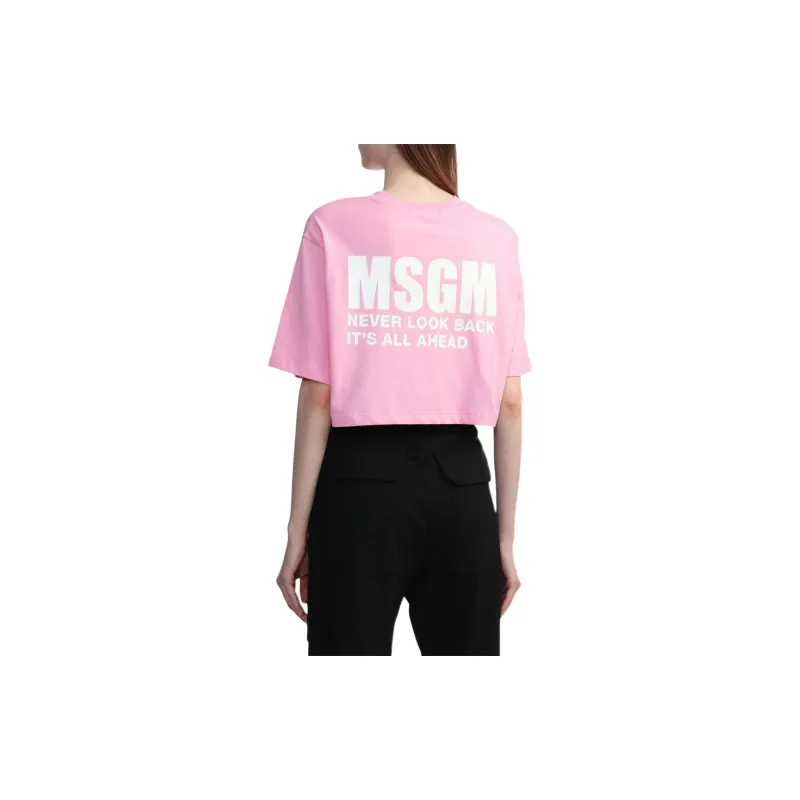 MSGM Drop Shoulder Sleeve T Shirt Women's Rose Pink-2