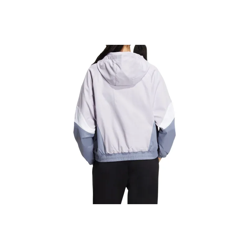 adidas Women'ss Embroidered Striped Woven Hooded Jacket Lilac-2