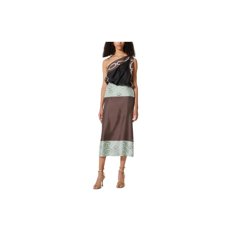 Valentino One Shoulder Contrasting Trim Midi Dress-1