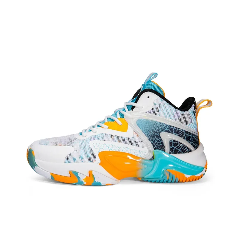 ANDEZHANMUSI Basketball Shoes Unisex High Top White Black Purple/White Orange/Black Purple-0