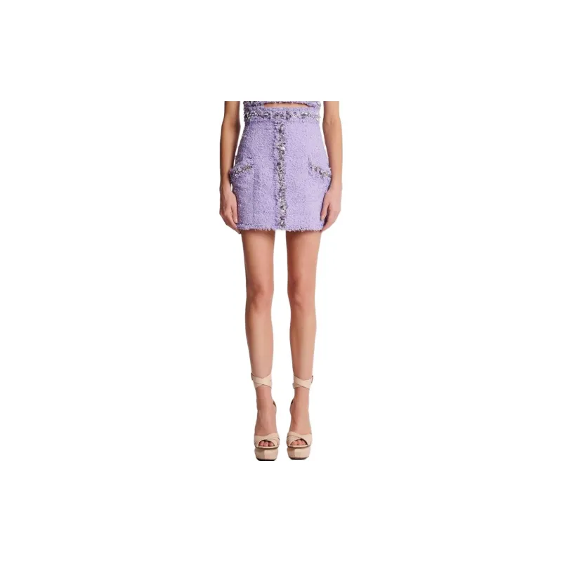 BALMAIN Casual Short Skirts Women's Light Purple-3