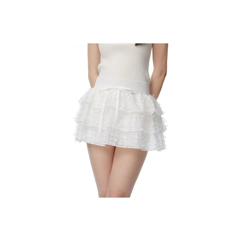 NTOT Casual Short Skirts Women's White-5