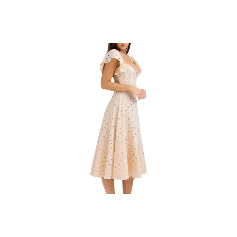 HOUSE OF CB Amaya Short Sleeved Dress Women's CREAM/Cream-5