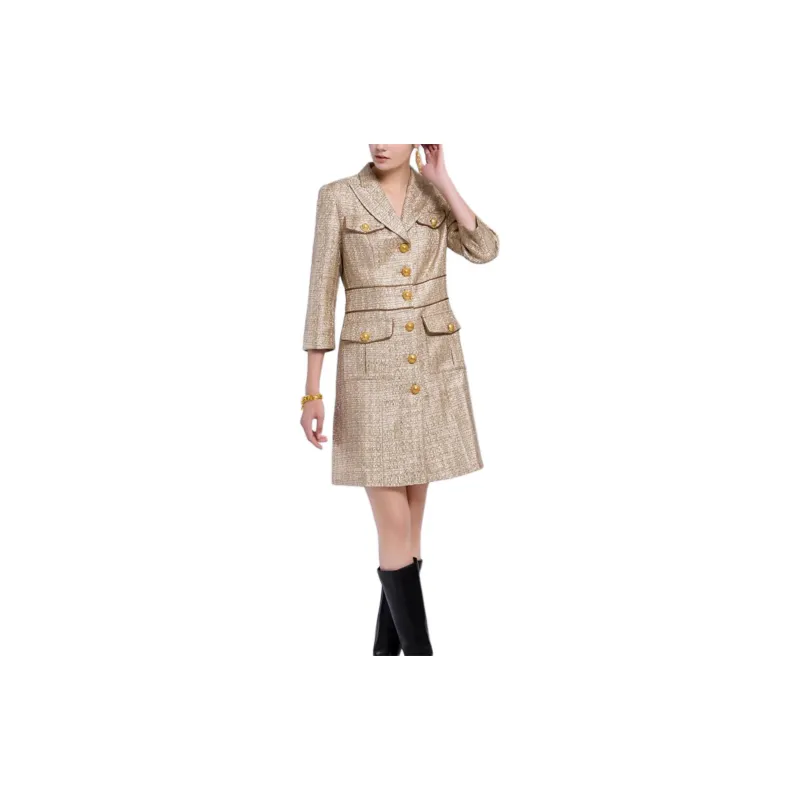 BESIONIA SS22 Business Suits Coats Women's Gold-1