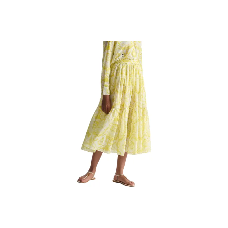 DIOR Dioriviera Mid Length Skirt Casual Long Skirt Women's Yellow-3