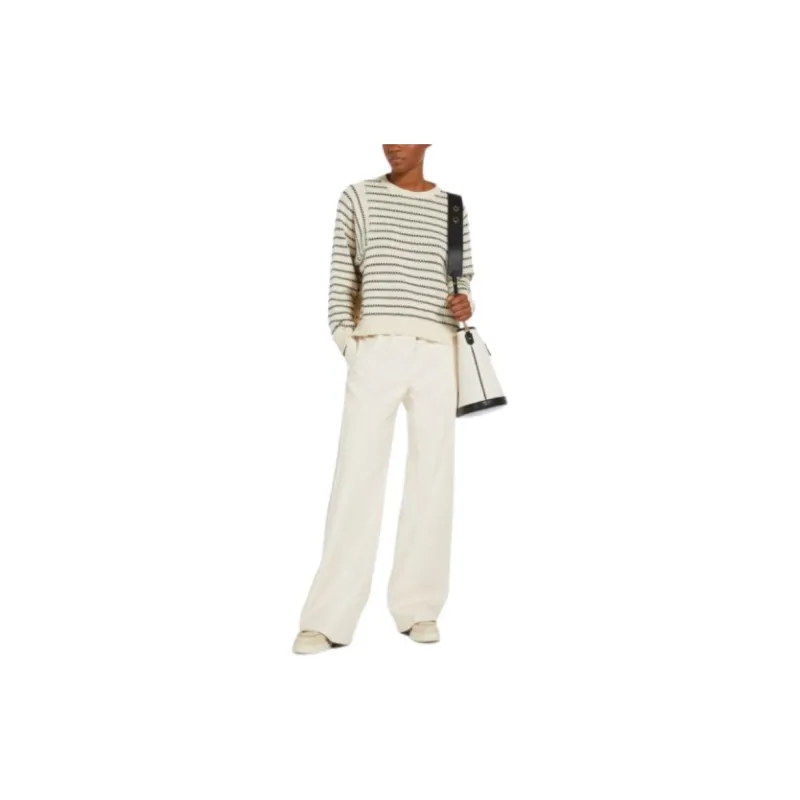 WEEKEND MaxMara Brezza Collection Coated Fabric Palazzo Trousers Casual Pants Women's White-1