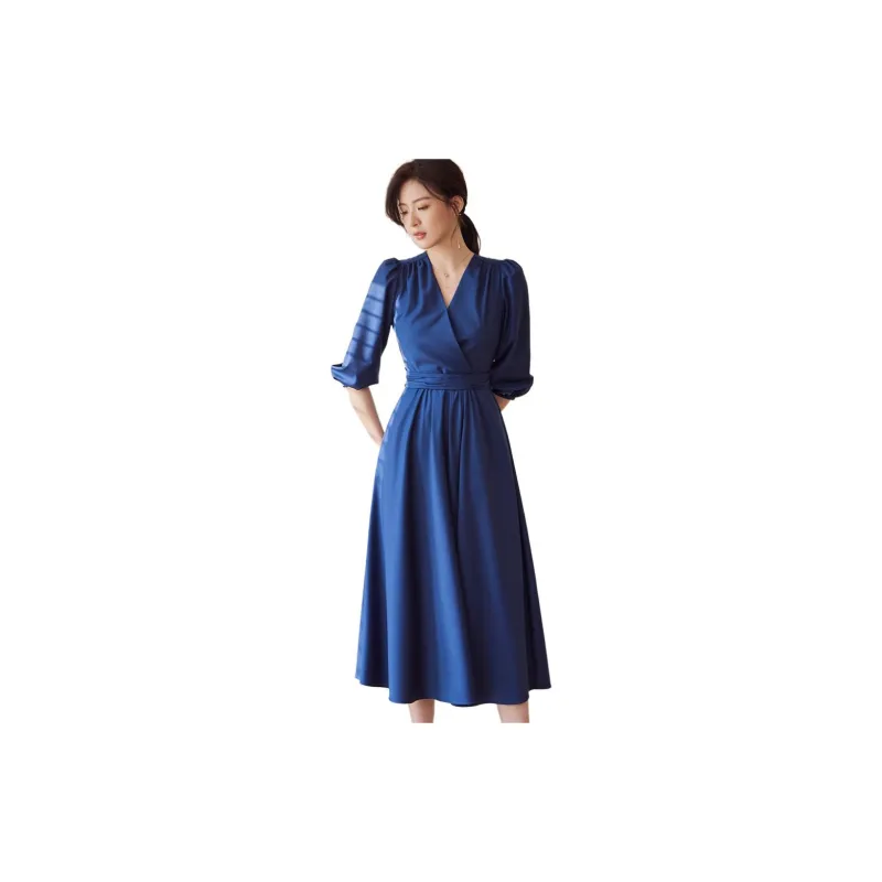 ROEYSHOUSE Long Sleeved Dresses Women's Dark Blue-3